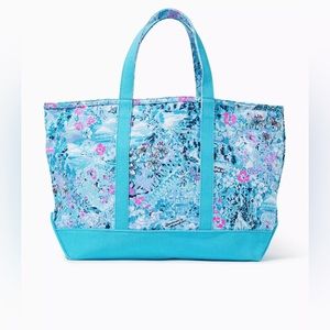 Lilly Pulitzer Mercato Canvas Tote Bag - Blue Peri Lilly Loves North Carolina